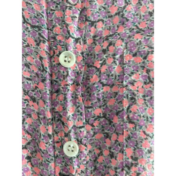 J crew Womens 0‎ Pink Purple Micro Flroal Long Sleeve Cottagecore Corp Fem - Picture 3 of 7